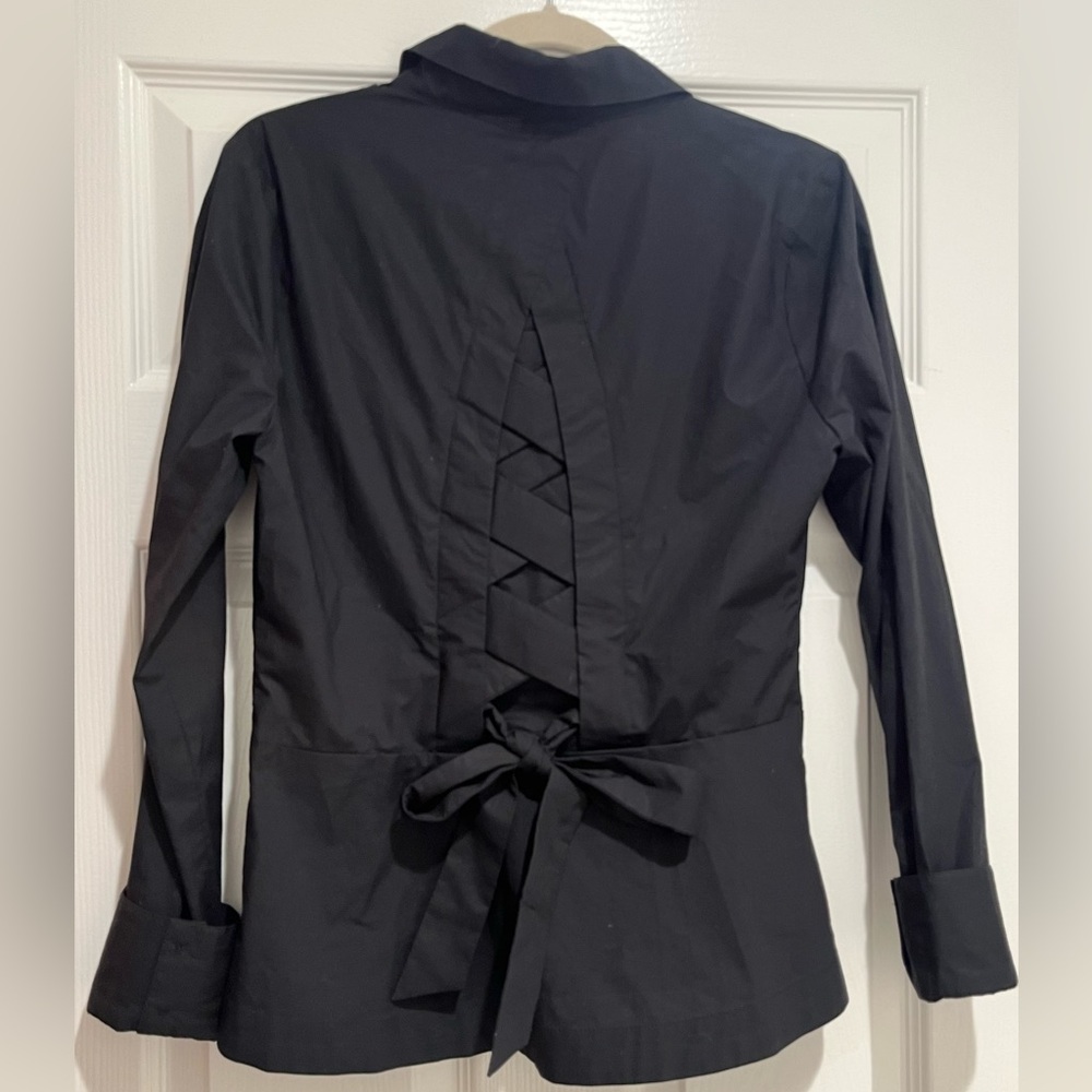 Derek Lam 10 Crosby Black Shirt with Tie Back - Picture 3 of 3